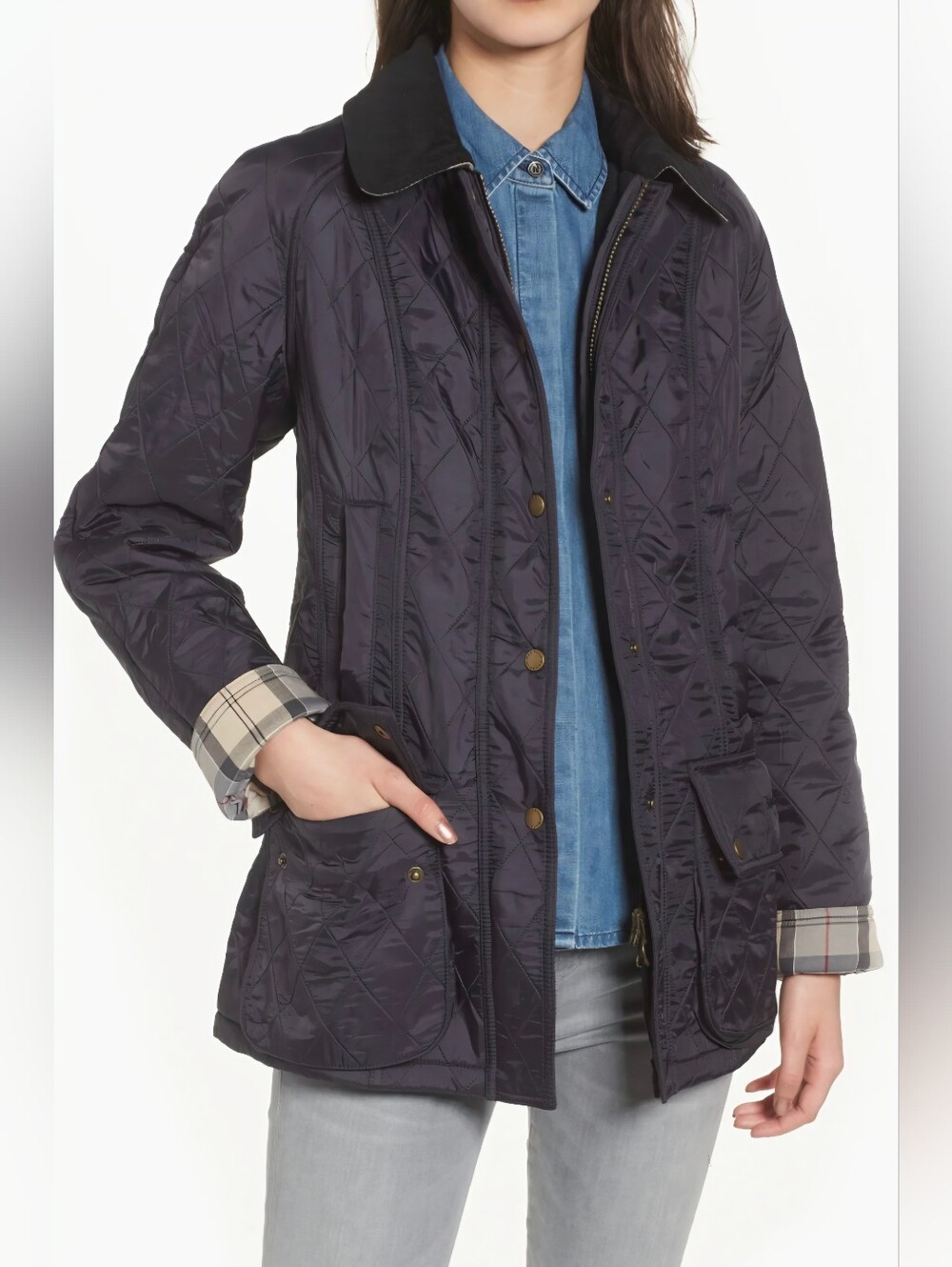 Barbour Beadnell Polarquilt Jacket in Navy sz 6